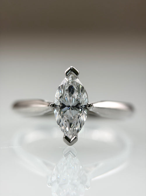 1ct Platinum Marquise-Cut Lab-Grown Diamond Engagement Ring