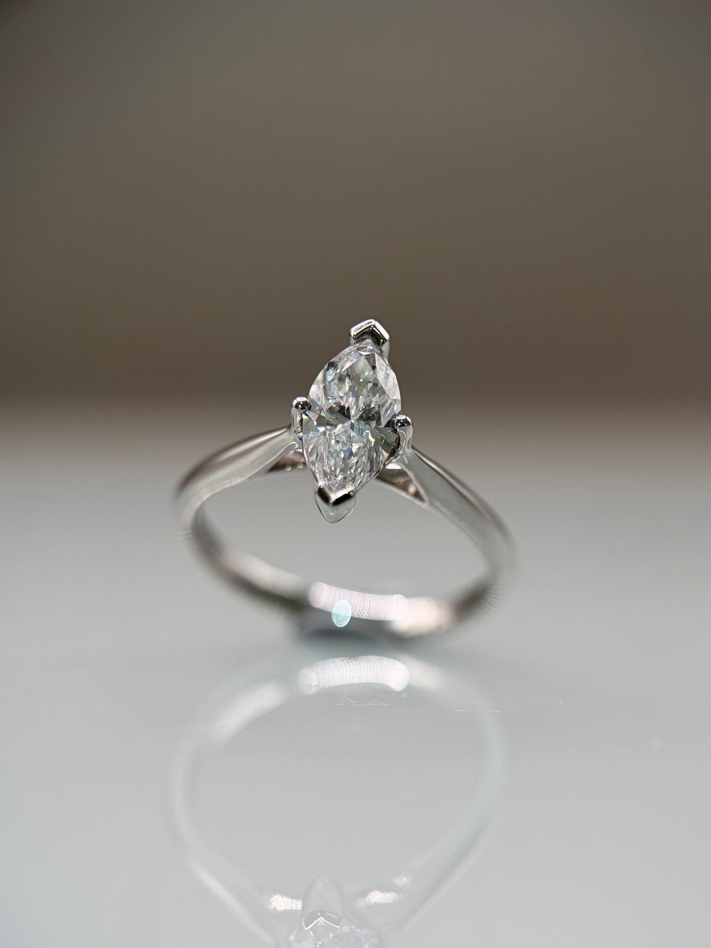 1ct Marquise Cut Lab Grown Diamond Engagement Ring in Platinum