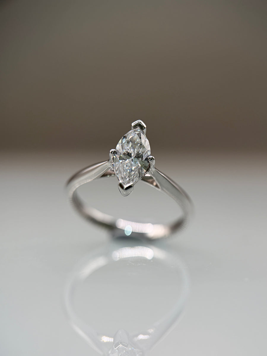 1ct Marquise Cut Lab Grown Diamond Engagement Ring in Platinum