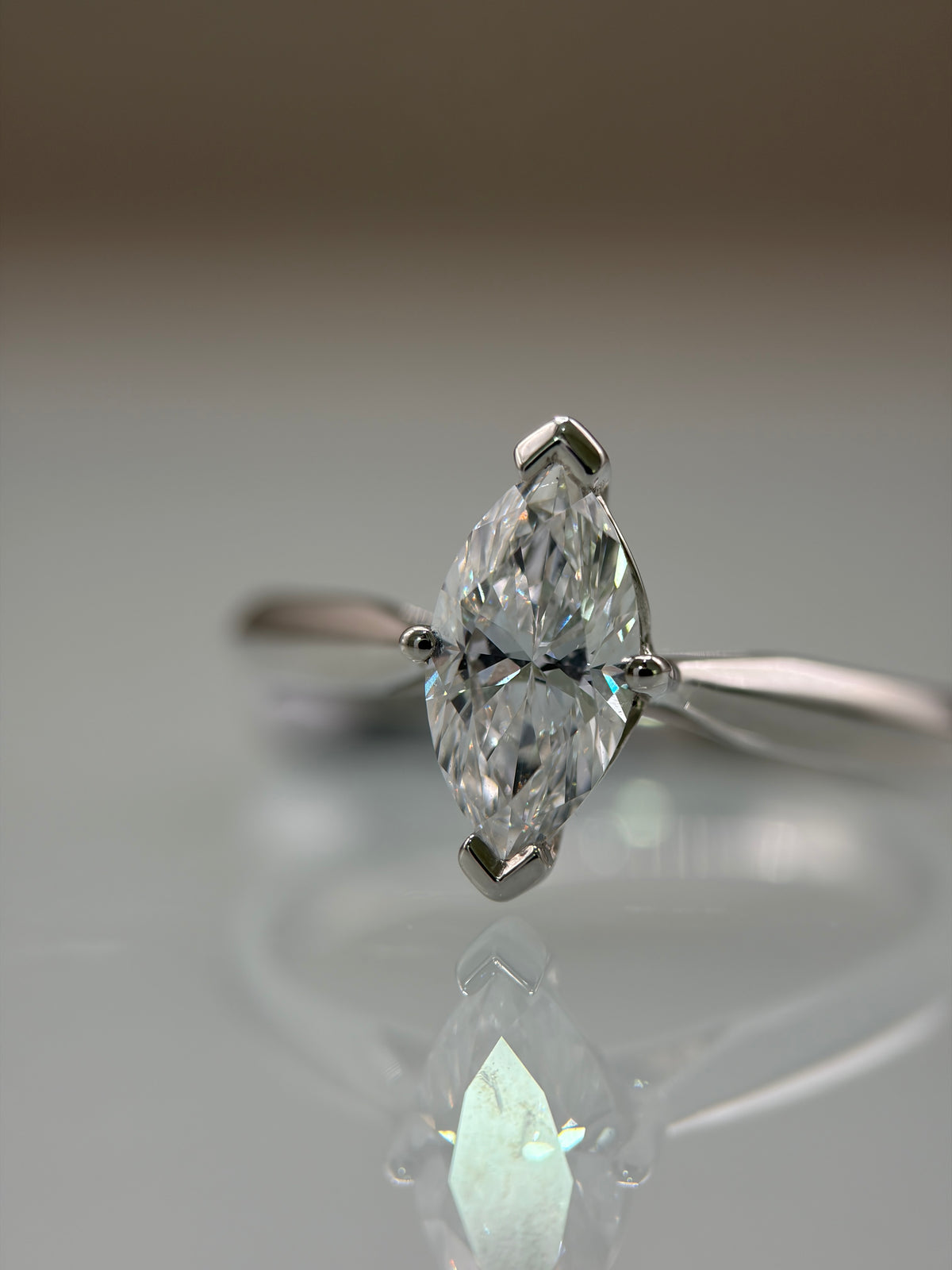 1ct Marquise Cut Lab Grown Diamond Engagement Ring in Platinum