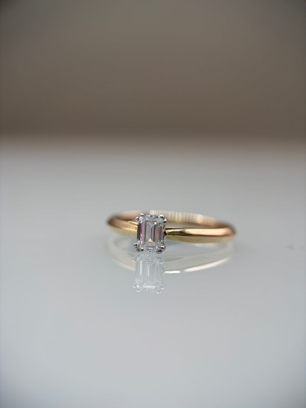 0.5ct Emerald-Cut Lab-Grown Diamond Solitaire Ring in 9ct Yellow Gold
