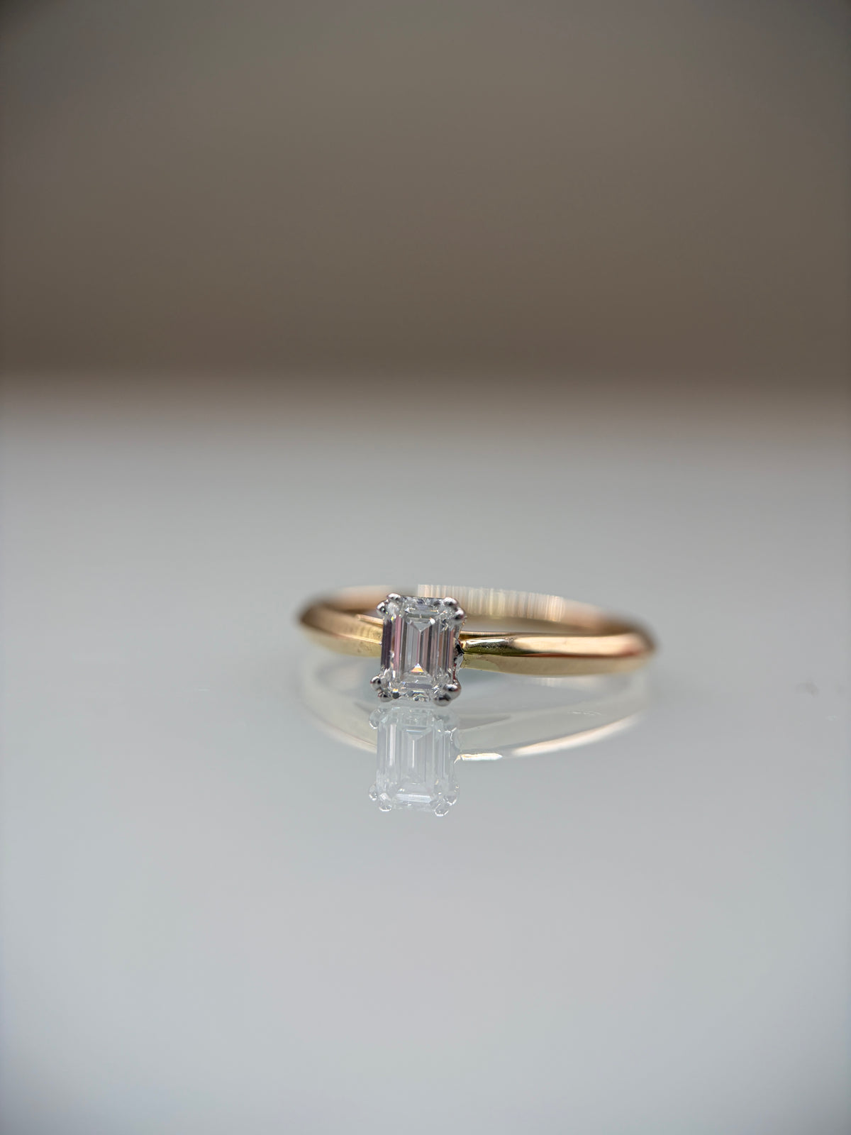 0.5ct Emerald-Cut Lab-Grown Diamond Solitaire Ring in 9ct Yellow Gold
