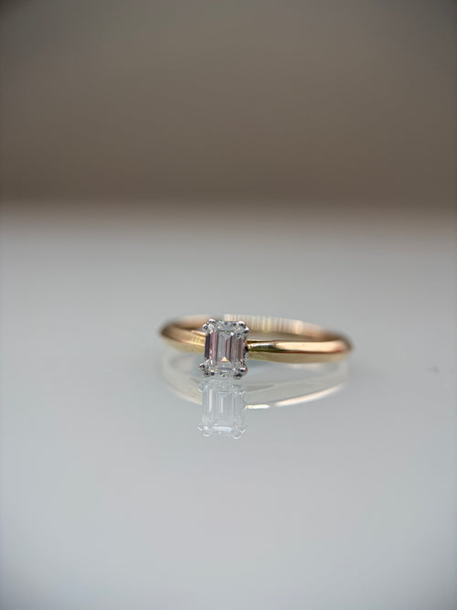0.5ct Emerald-Cut Lab-Grown Diamond Solitaire Ring in 9ct Yellow Gold