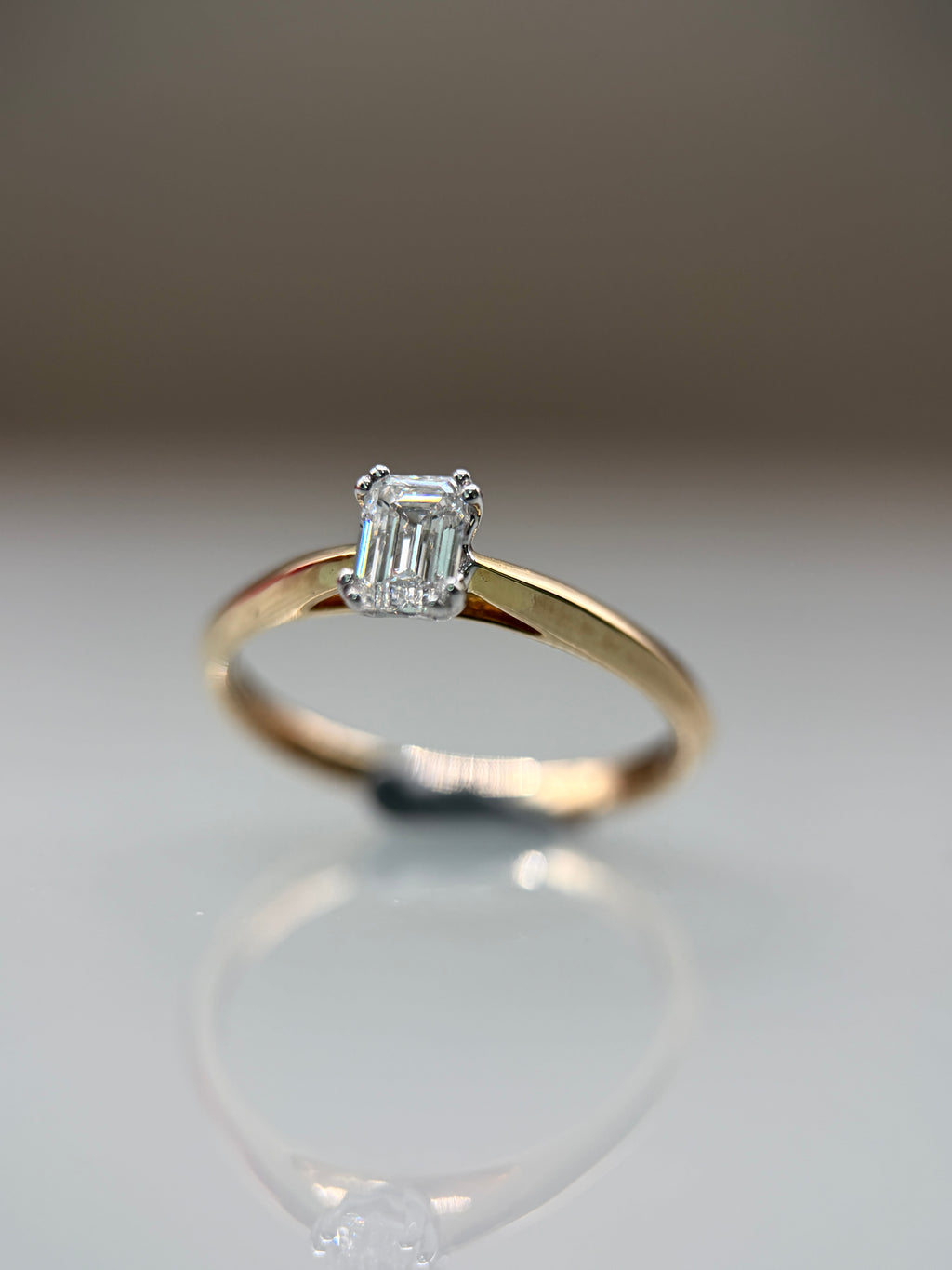 0.5ct Emerald-Cut Lab-Grown Diamond Solitaire Ring in 9ct Yellow Gold