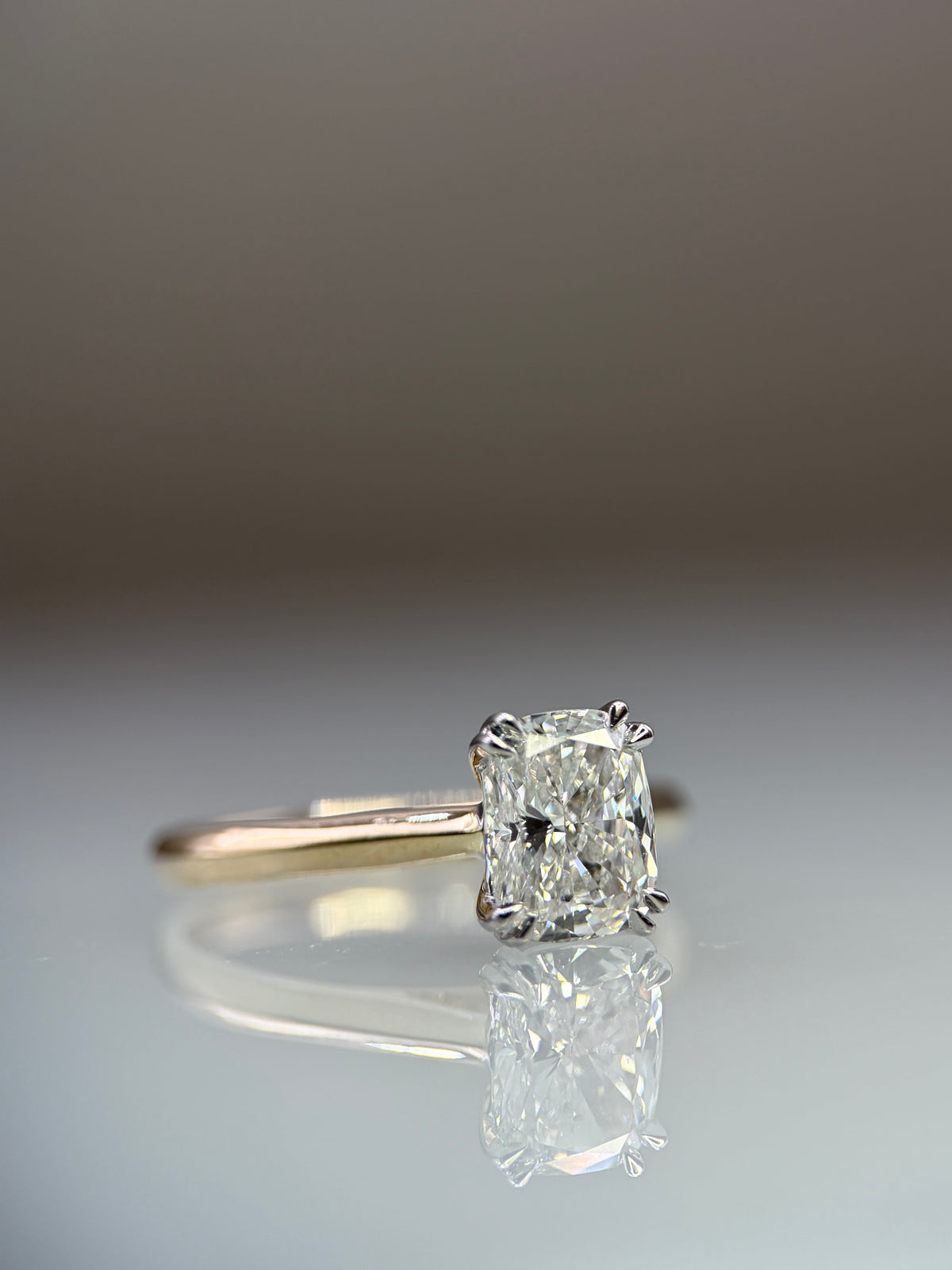 1.5ct Cushion-Cut Lab-Grown Diamond Solitaire Ring in 9ct Yellow Gold