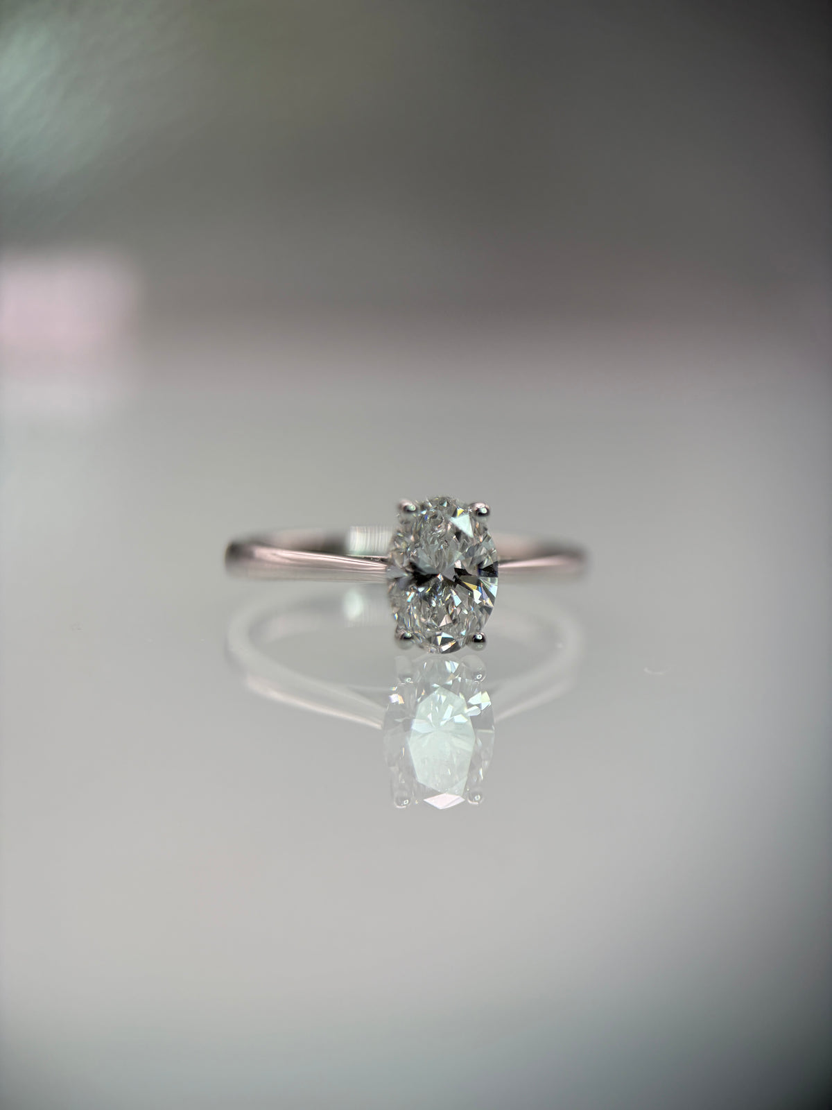 9ct White Gold 1ct Lab-Grown Oval Diamond Solitaire Engagement Ring