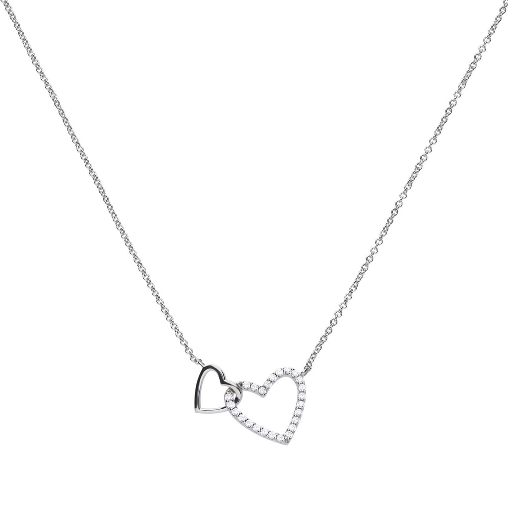 Diamonfire Linked Double Heart Necklace