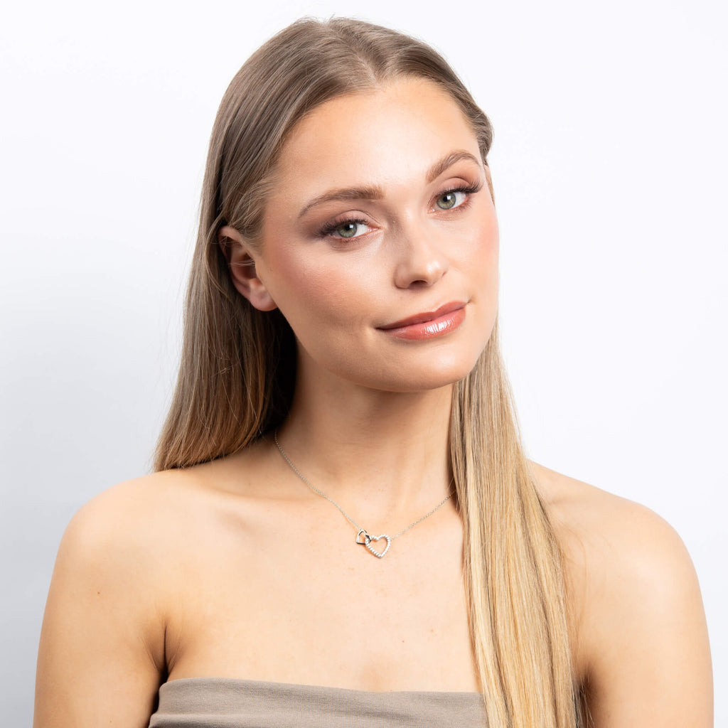 Diamonfire Linked Double Heart Necklace