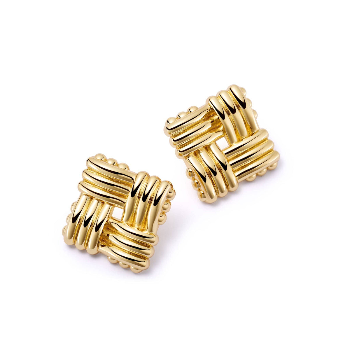 Polly Newman Oversized Lattice Stud Earrings 18ct Gold Plate