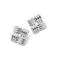 Polly Newman Oversized Lattice Stud Earrings Silver Plate