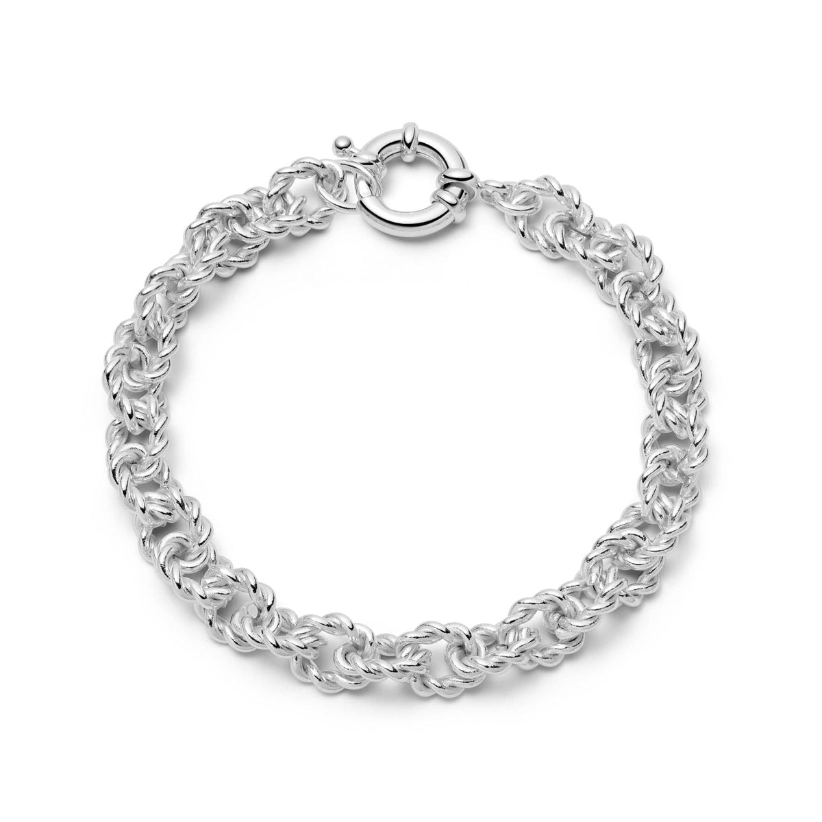 Polly Newman Vintage Rope Chain Bracelet Silver Plate