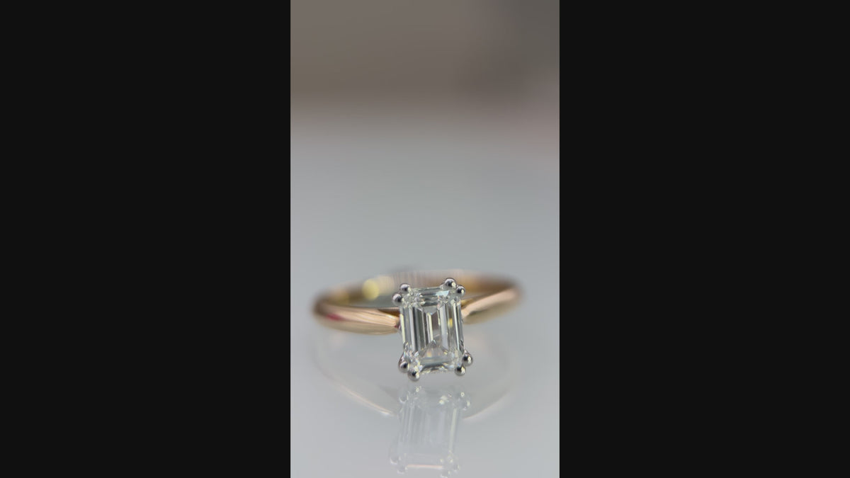9ct Yellow Gold 1ct Emerald-Cut Lab-Grown Diamond Ring