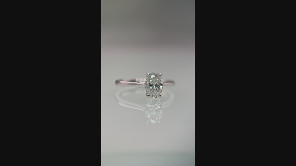 9ct White Gold 1ct Lab-Grown Oval Diamond Solitaire Engagement Ring