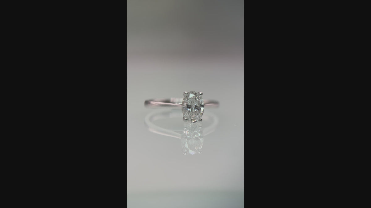 9ct White Gold 1ct Lab-Grown Oval Diamond Solitaire Engagement Ring