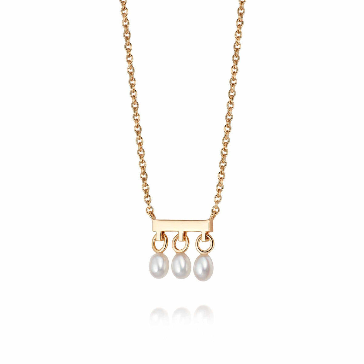 Treasures Seed Pearl Trio Necklace 18ct Gold Plate